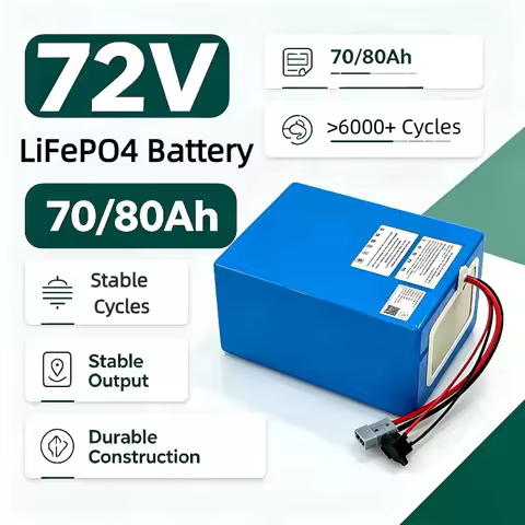 72V LiFePO4 Battery 70/80Ah, ＞6000 Cycles Deep Cycle Lithium Iron Phosphate Battery Pack for Electri