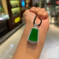 New Chinese Style Ice Seed Safe Nothing Brand Necklace Sun Green Inlaid Extravagant Pendant All-Matc
