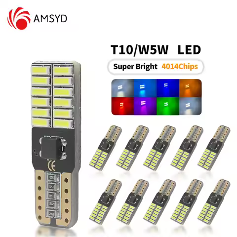 10pcs T10 4014 24SMD LED Bulb Canbus 5W5 Car W5W LED Signal Light 12V 24V 6000K Auto Wedge Side Inte