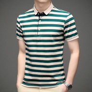 Striped Polo Shirt Men's Short-sleeved T-shirt Summer New Loose Business Polo Shirt Casual Lapel T-shirt