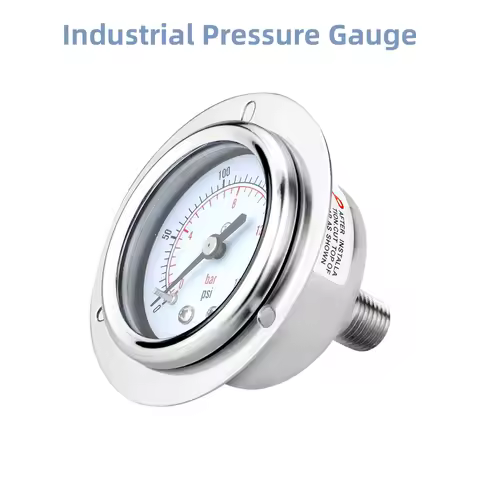 MAIRUIKESI Dry Pressure Gauge 50mm -1-0-600bar Back Connection With Flange 304 Stainless Steel Case 