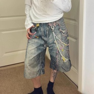 KN4H AC 1981M Candy Chain Pants 3D Printed Printed Jeans Men Women Shorts Straight Cropped Pants