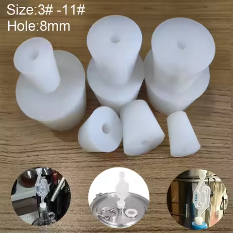 3#-11# Solides Silicone Stopper Airlock Stopper With Hole Laboratory Stopper usedes to valve Ferment