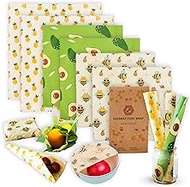 Beeswax Food Wraps 6 Pack (3L, 3S) - Durable, Eco-Friendly, Organic &amp; Reusable Food Wrap - Sustainable &amp; Biodegradable - Plastic Wrap Alternative for Food Storage (Bees, Avocados, Pineapples)