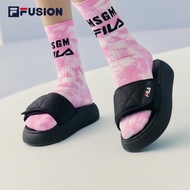 FILA FUSION 斐乐女子运动拖鞋春新款时尚厚底魔术贴凉拖鞋 黑色-BK 37.5