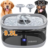 SIBAYS 9.5L Dog Water Fountain for Large Dogs, 2.5Gal Large Capacity Pet Water Fountain with 3 Flow 