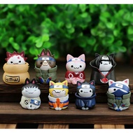 (8pcs/Set) Cat Naruto Figure Sasuke Sakura Kakashi Shikamaru Itachi Gaara Iruka Minifigure Toy Anime