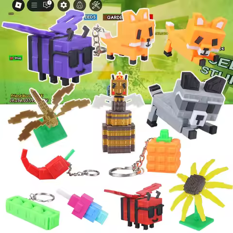 3D Printed Keychain Grow a Garden New Product In Stock Figurine Fox Bee Action Figures Anime Figures
