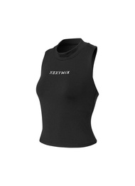 XEXYMIX Mock Neck Logo Point Crop Top Atasan Olahraga Wanita - XFK3BL1508