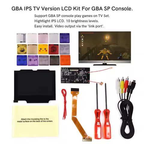 2025 TV DIY 3.19 Inch Screen GBA SP IPS backlight LCD display TV output Function with Video cable fo