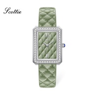 Scottie Waterproof Diamond Square Diamond Checkered 9203C Purple Belt Womens Watch 【TUE】