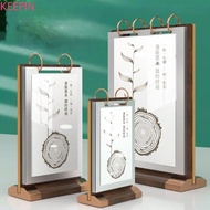 KEEPIN Menu Card Holder, Wooden Holder Label Holder Ads Display Stand, Multipurpose Loose leaf Acryl
