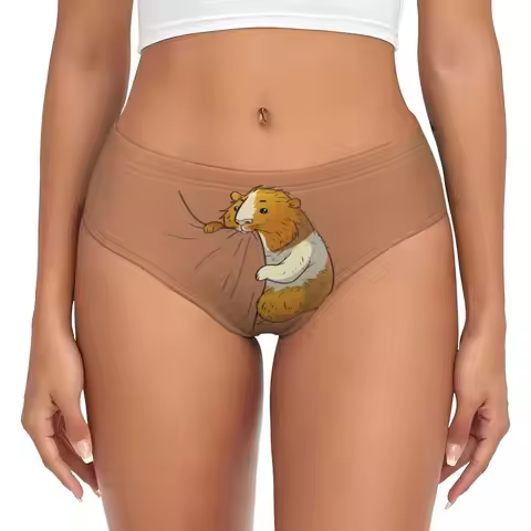 Custom Women's Cute Guinea Pig Hungry Nabbling Pet Owner Panties Breathable Animal Briefs Underwear