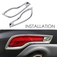 JEAZEA Chrome Rear Reflector Fog Light Foglight Lamp Cover Trim Bumper Molding Garnish Bezel Frame F