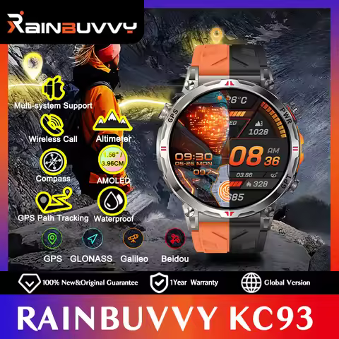 Rainbuvvy KC93 GPS Smart Watch 1.56 Inch AMOLED Display Supports GLONASS BDS Galileo NAVIC QZSS 3ATM
