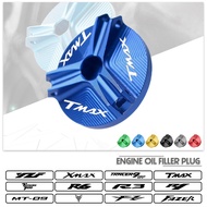 With LOGO R1 Motorcycle Aluminum Engine Plug Cap Oil Filter Cover For YAMAHA YZF R1 R3 R6 MT MT-09 T