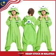 Monster Mike Wazowski Cosplay Costume for Kids – Funny Fleece Onesie Jumpsuit for Halloween & Festiv