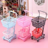 BDGF 1/12 Dollhouse Mini Shopping Cart Supermarket Shopping Basket Model Dollhouse Supermarket Decor