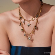 5A Daxinyi Five-pointed Star Diamond Jewelry Oil Drip Clavicle Stainless Steel Multi-Pendant Xin 18K