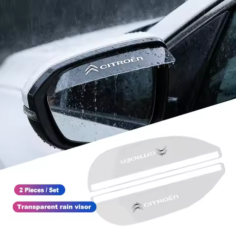 Car Rearview Mirror Rain Eyebrow Transparent Rain Shield Valve Stem For Citroen C4 C3 C5 C5X e-C4 X 