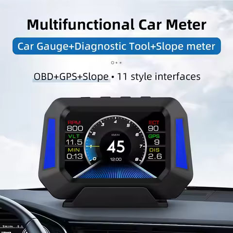 P21 Car HUD 4x4 Inclinometer OBD+GPS+Slope Meter HUD Gradient GPS Real-Time Off-road Vehicle System 