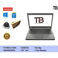 Lenovo ThinkPad T440 i5-4300U@1.9GHz /4GB RAM DDR3L/120GB SSD/ 1 Year Warranty/ Refurbished Laptop
