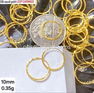 Pawnable 18k Saudi Gold 10mm Hoop Earrings
