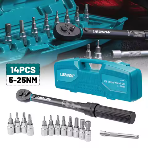 LIBRATON 1/4'' Bike Torque Wrench, 5-25Nm / 1-6Nm High Precision Torque Wrench, accuracy of ±3%, Squ