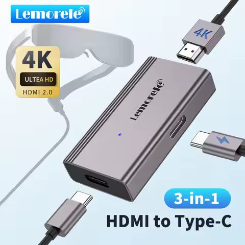 Lemorele 4k AR Glasses Adapter HDMI to Type-C AR Glasses Charging Converter USB-C Video Adapter for 