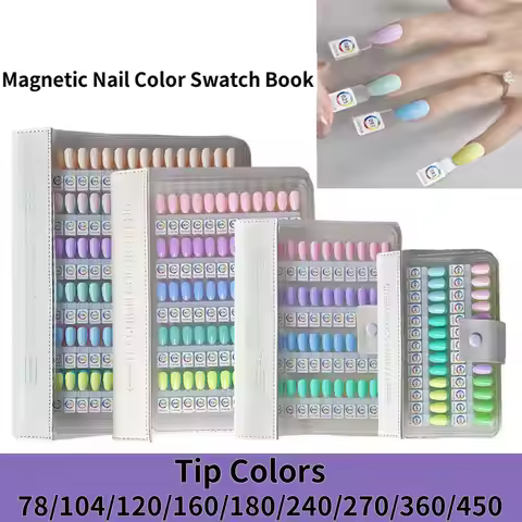 78-450 Colors Tips Magnetic Nail Art Swatch Book Large Storage Acrylic Nail Gel Works Display Card M