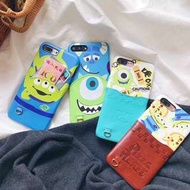 <特別款>手機殼IPhone6/7/8/plus/X/XR/XS/XSMAX : 怪獸大學口袋插卡皮質上下不包邊硬款