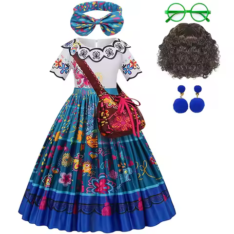 Girls Encanto Costume Charm Princess Dress Suit Kids Cosplay Mirabel Carnival Isabela Birthday Party
