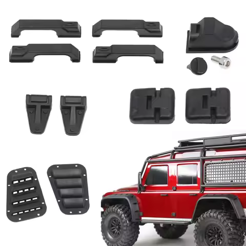 1:10 Scale RC Crawler Car Upgrade Set - TRX-4/TRX4/D90 Door Hinges, Hood Grille, Fuel Tank Cap & Eng