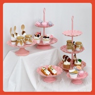 Seni Besi Dessert Stand Kek Stand Meja Pencuci Mulut Alat Perkahwinan Pinggan Merah Jambu Romantik R