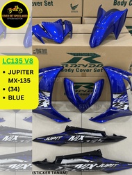 RAPIDO Cover Set YAMAHA Lc135 V8 Jupiter Mx-135 Blue Black Green Coverset Sticker Tanam Stripe Tanam