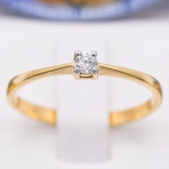 Happy Jewelry แหวนเพชรของแท้ แหวนเพชรเม็ดเดี่ยว ก้านอิตาลี ทองแท้9k 37.5% ME517