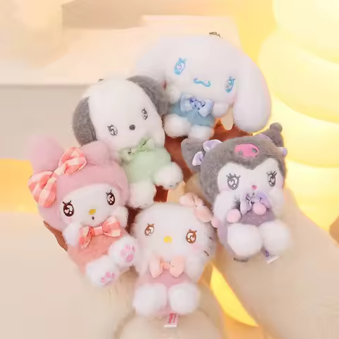 12cm Genuine Sanrio Plush Keychains Hello Kitty Cinnamorol Kuromi Samll Pendant Christmas Birthday C