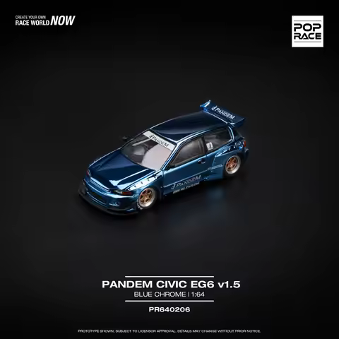 POPRACE 1/64 CIVIC EG6 PANDEM wide-body alloy car model