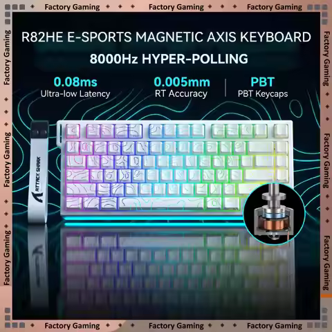 ATTACK SHARK R82HE Mechanical Keyboard Wired 8K Return Rate PBT Original Height Keycap RGB Lighting 