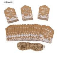 ratswaiiy 50/100Pcs Thank You Gift Tags Print Kraft Paper Wedding Favor DIY Birthday Gift Labels Christmas Tag