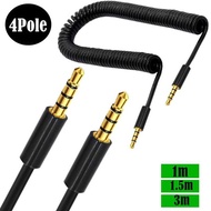 Gold-Plated 4-Section 4-Grade Spring Retractable Audio Male to Male Cable Spiral Car AUX Audio Cable