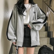 2024 Winter Korean Zip Loose Casual Long Sleeve Women Sweatshirt Female School Girl Velvet Baseball 