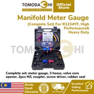 TOMODACHI Car Aircond Manifold Gas Meter Gauge Complete Set R1234YF, High Performance & Heavy Duty R