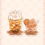 Tiger Boba & Ice Cream Die-cut Sticker