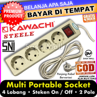 [COD] KAWACHI STEELE STOP KONTAK / COLOKAN LISTRIK 4 POLE LUBANG LOBANG 1.5m 3m 5m PANJANG KABEL COK