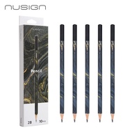 Nusign ENS728-2B Hexagonal Natural Wood Pencil 2B Mixed Dipped Head