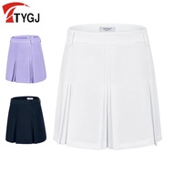 TTYGJ Women A-Lined Golf Short Skirt Ladies Pleated Slim Skort with Inner Short Girls Korean Style High Waist Pant Skirts