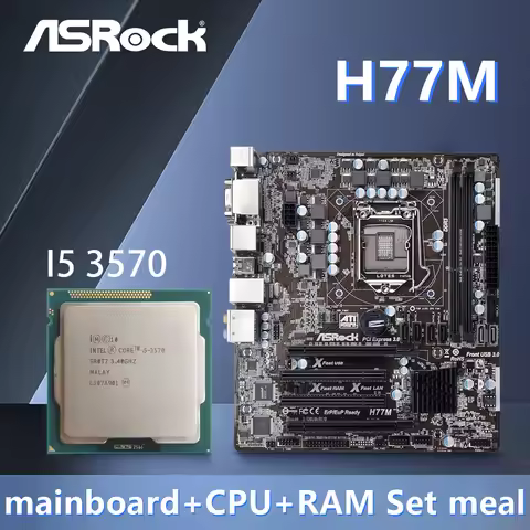 ASRock H77M Motherboard +i5 3570 CPU Support LGA 1155 Core i7/i5/i3, using Intel H77 Chipset 2xDDR3,