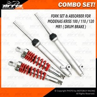 COMBO SET HEAVY DUTY FRONT FORK & ABSORBER FOR MODENAS KRISS 1 / MR1 DRUM BRAKE