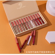 (Promosi Panas) Produk Eksport Popular FrankColor Set Lip Gloss 12 Warna Matte dan Berkilau Tidak Me